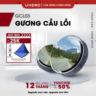 Gương cầu lồi ô tô UHERO GCL03 góc rộng gắn kính hậu ô tô xoay 360 xoá điểm mù, đế hút, Bảo Hành Lỗi 1 Đổi 1