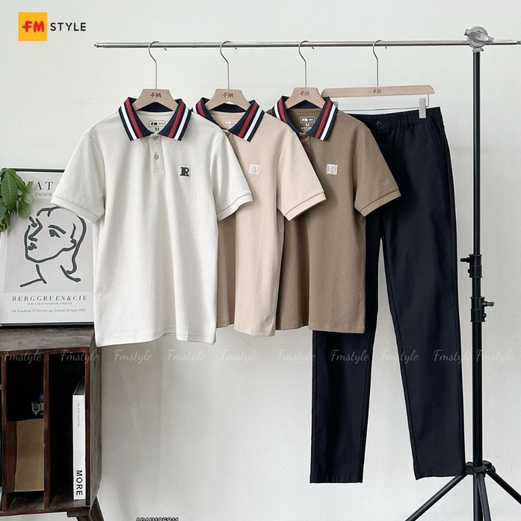 Áo Polo Nam FMSTYLE Regular Thêu Chữ JIR – Áo Polo Nam Tay Ngắn Cổ Sọc Form Basic Nam Tính 25121183