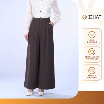 Quần Ống Rộng 𝐂𝐂𝐇𝐀𝐓 Dáng Suông Cạp Phối Roqi Chất Liệu Tuytsi 25QDS8010ST