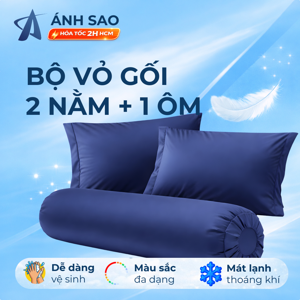 Bộ 2 Vỏ Gối Nằm 1 Vỏ Gối Ôm Ánh Sao Thun Lạnh Mát Lạnh Cao Cấp Áo Gối Nằm 40x60cm Gối Ôm 35x100cm Ba