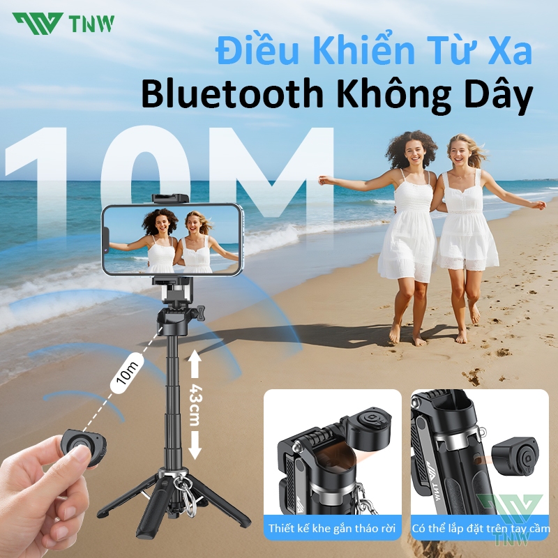 TNW T26Pro Gậy Selfie tự sướng  3trong1 mini Gậy Tự Chụp Bluetooth xoay 360 độ cho Vlog Chống Rung | BigBuy360 - bigbuy360.vn