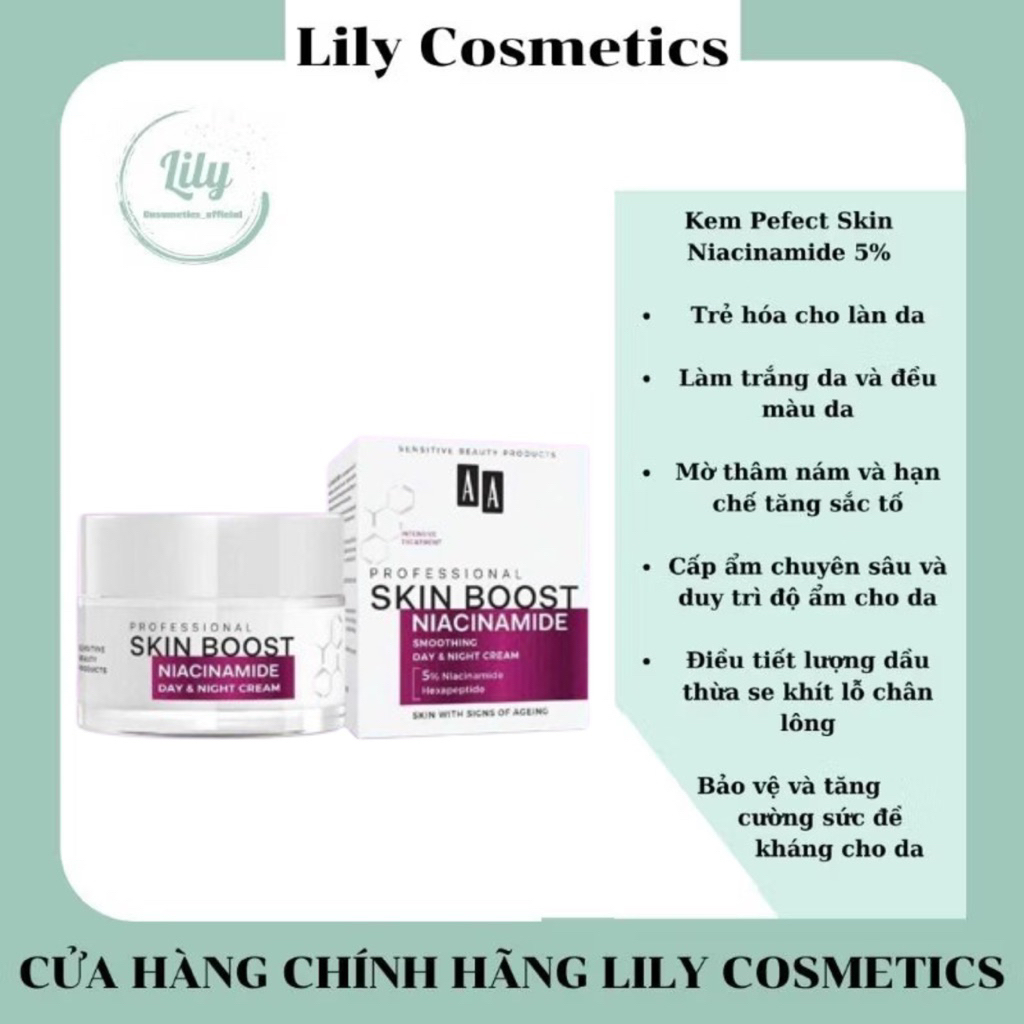 Kem dưỡng Niacinamide  AA Cosmetics Perfect Skin Niacinamide 5% .lọ 50ml