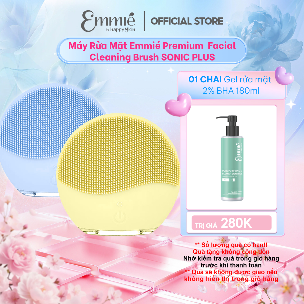 Máy Rửa Mặt Emmié Premium  Facial Cleaning Brush SONIC PLUS Emmie by HappySkin TẶNG 1 Sữa rửa mặt dạ