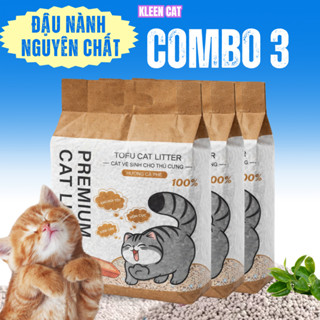 Combo 3 túi Cát Mèo Đậu Nành Hữu Cơ Kleen Cat, Cát Vệ Sinh Cho Mèo Tofu 100% Organic Tan Trong Nước