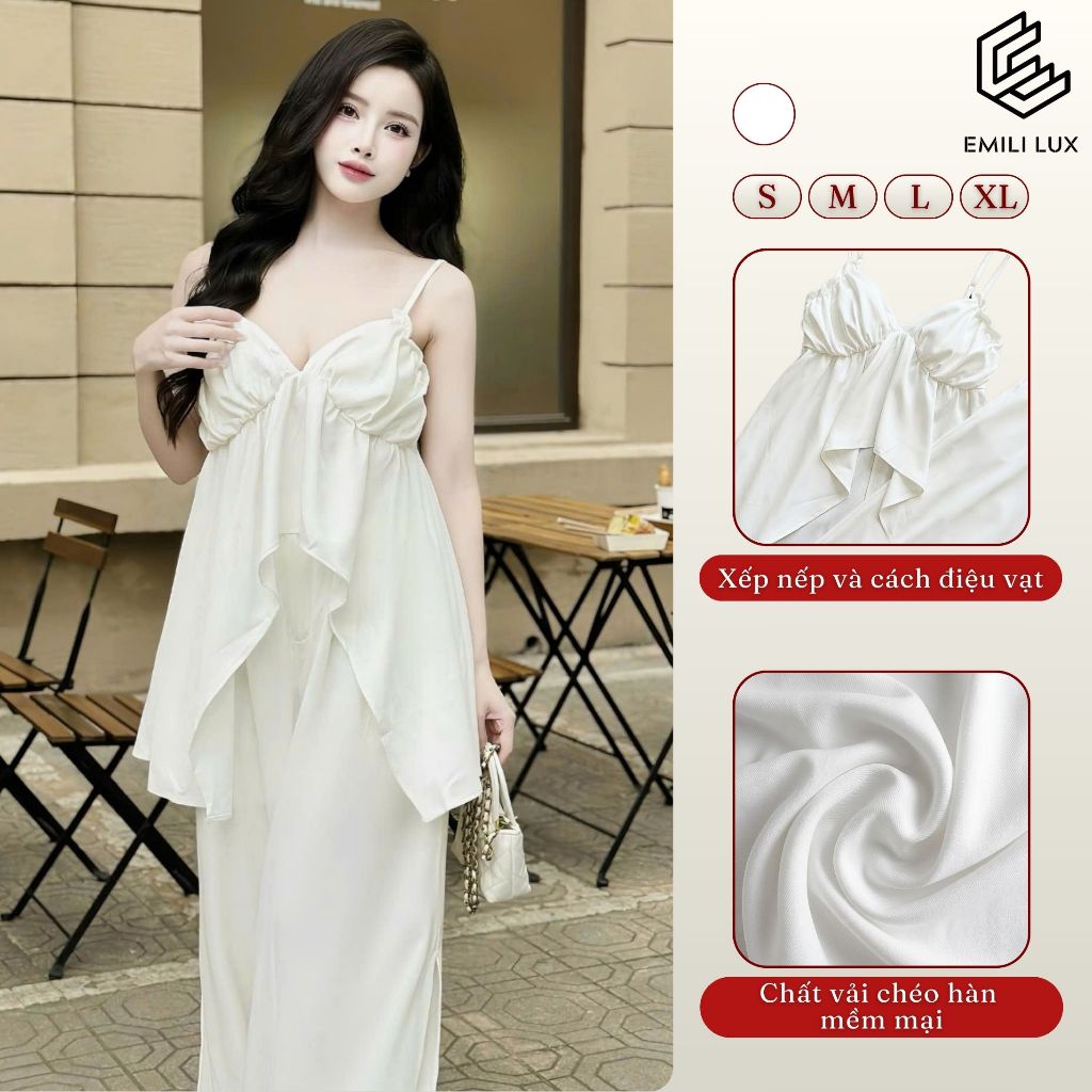 Set áo 2 dây quần ống rộng Emili Design set đồ đi biển sang chảnh [B33]