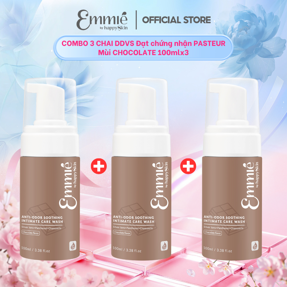COMBO 3 chai Dung Dịch Vệ Sinh Đạt chứng nhận Pasteur Happyskin Anti-Odor Soothing 100mlx3 - MÙI CHOCO