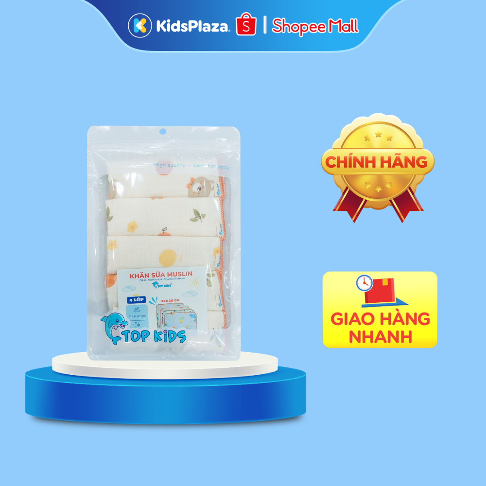 Set 5 khăn sữa Muslin Topkids 4 lớp AC25 (25x25)