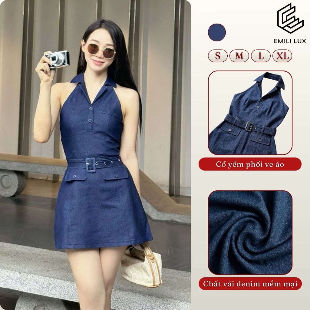 Váy denim chiết eo dáng ngắn Emili Design váy jeans nữ ngắn phong cách Hàn Quốc [V333]