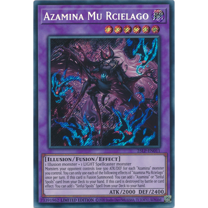 Thẻ Bài YuGiOh Mã 25LP-EN011 - Azamina Mu Rcielago - Fusion Monster - Secret Rare