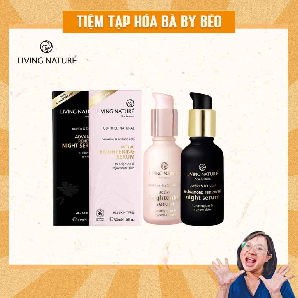 Bộ Đôi Serum Dưỡng Sáng Da Living Nature: Active Brightening Serum & Renewal Night Serum