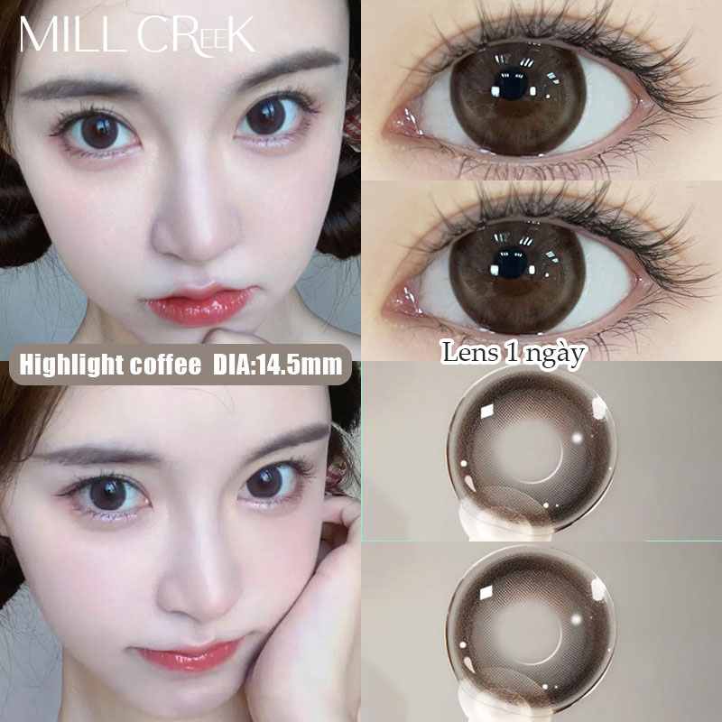 【Lens 1 ngày】MILL CREEK 1 ngày sử dụng 2 miếng 1 cặp kính áp tròng búp bê mắt DIA14.50mm Brown dành 