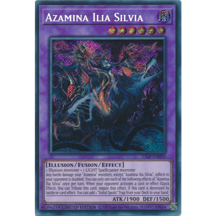 Thẻ Bài YuGiOh Mã 25LP-EN010 - Azamina Ilia Silvia - Fusion Monster - Secret Rare