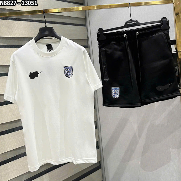 Bộ cộc nam hè trơn thêu logo tam sư đơn giản chất cotton co giãn thoáng mát hottrend