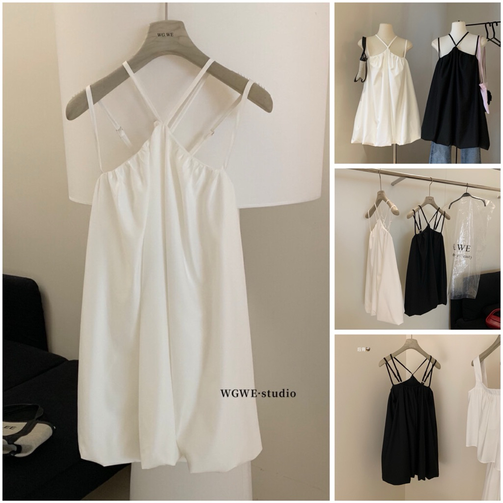 [𝑬𝒎.𝑴𝒂̂𝒚] Váy Hai Dây Đan Chéo Không Tay WG.WE 5478