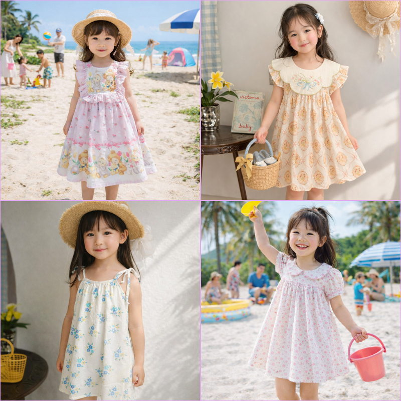 BST Váy Họa Tiết Dudu Cream, Váy Hè Dễ Thương Cho Bé Gái 2-8 Tuổi JD13 - Jumping Beans Official Stor