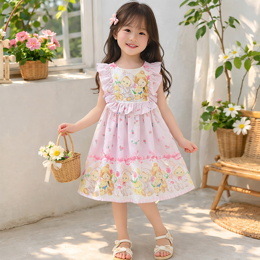 BST váy hè bé gái Dudu Cream hoạ tiết xinh xắn cho bé từ 2-8t DS9 - TILANI Store