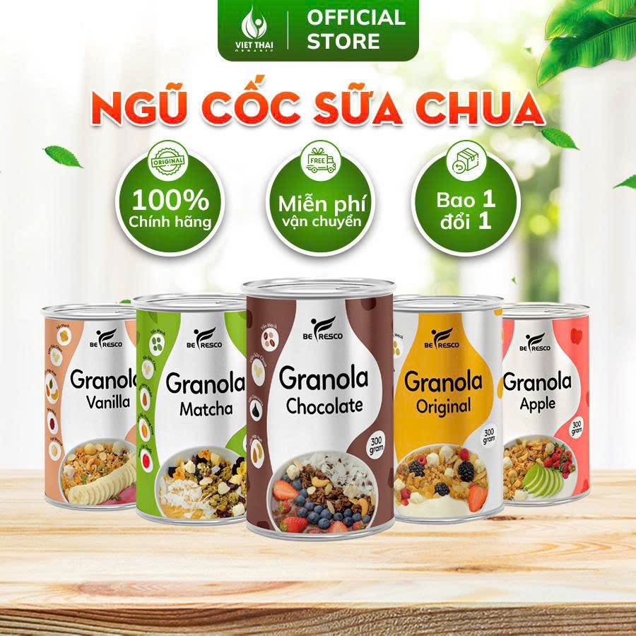 [FULL 5 VỊ] Ngũ Cốc Granola Mix Sữa Chua Sấy Khô Siêu Ngon Befresco 300G (Việt Thái Organic)