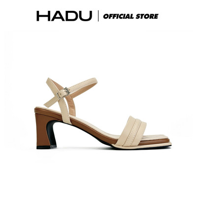 Sandal Gót Vuông 7P MINI ARES Sườn Kép Quai Ngang HADU M7156 Da Pu Cao Cấp Đế Chống Trượt BH 12T