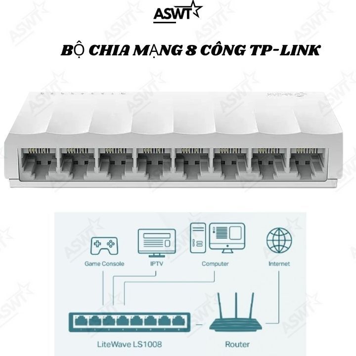 Thiết bị chia cổng mạng internet 1 ra 7 cổng, Switch chia mạng 8 port Tp-link - FULL VAT
