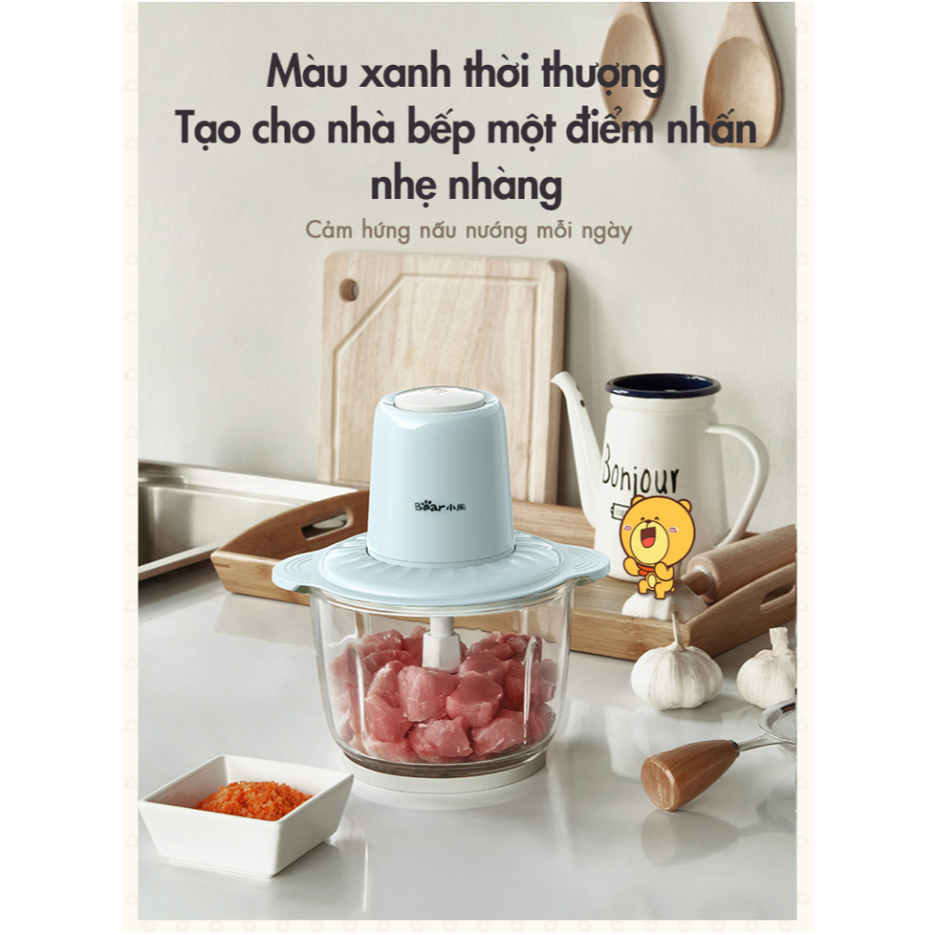 Máy xay thịt mini 1.8L Bear FCH-H036CF, 300W, Đa Năng Xay Tỏi Ớt, Rau Củ, Xay đá bi, BH 18 Tháng | BigBuy360 - bigbuy360.vn