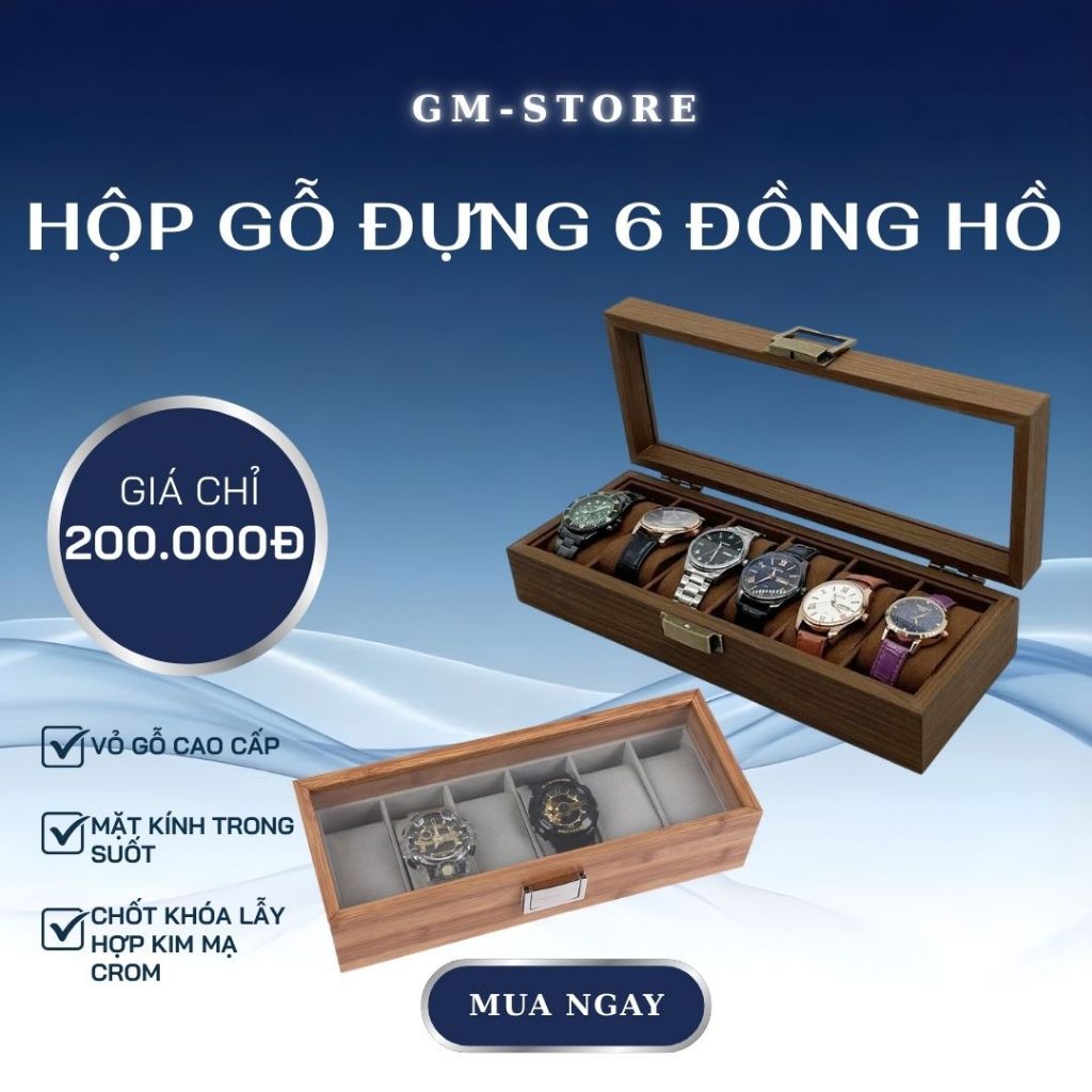 Hộp đựng đồng hồ vỏ gỗ cao cấp có khoá thiết kế tinh tế nhỏ gọn