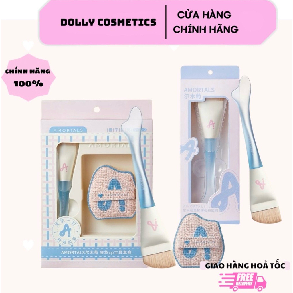 Cọ Tán Nền Tiên Cá AMORTALS, Mút tán nền AMORTALS Bí Quyết Lớp Nền Mỏng Mịn Tự Nhiên, Không Gây Vệt 