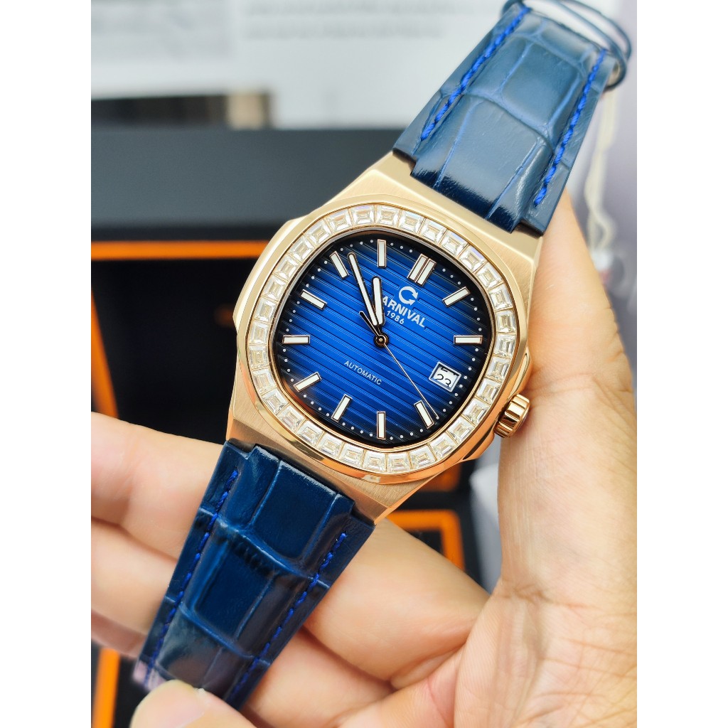 [ CHÍNH HÃNG 100% ] 8108G-VH-DX-X – Đồng hồ nam Carnival Nautilus 8108G Xanh Dương