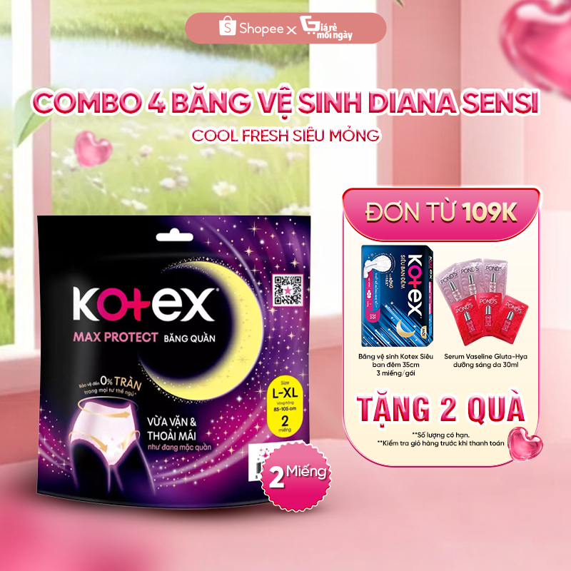 BĂNG VỆ SINH KOTEX BĂNG QUẦN MAX PROTECT SIZE  L/XL 2X16