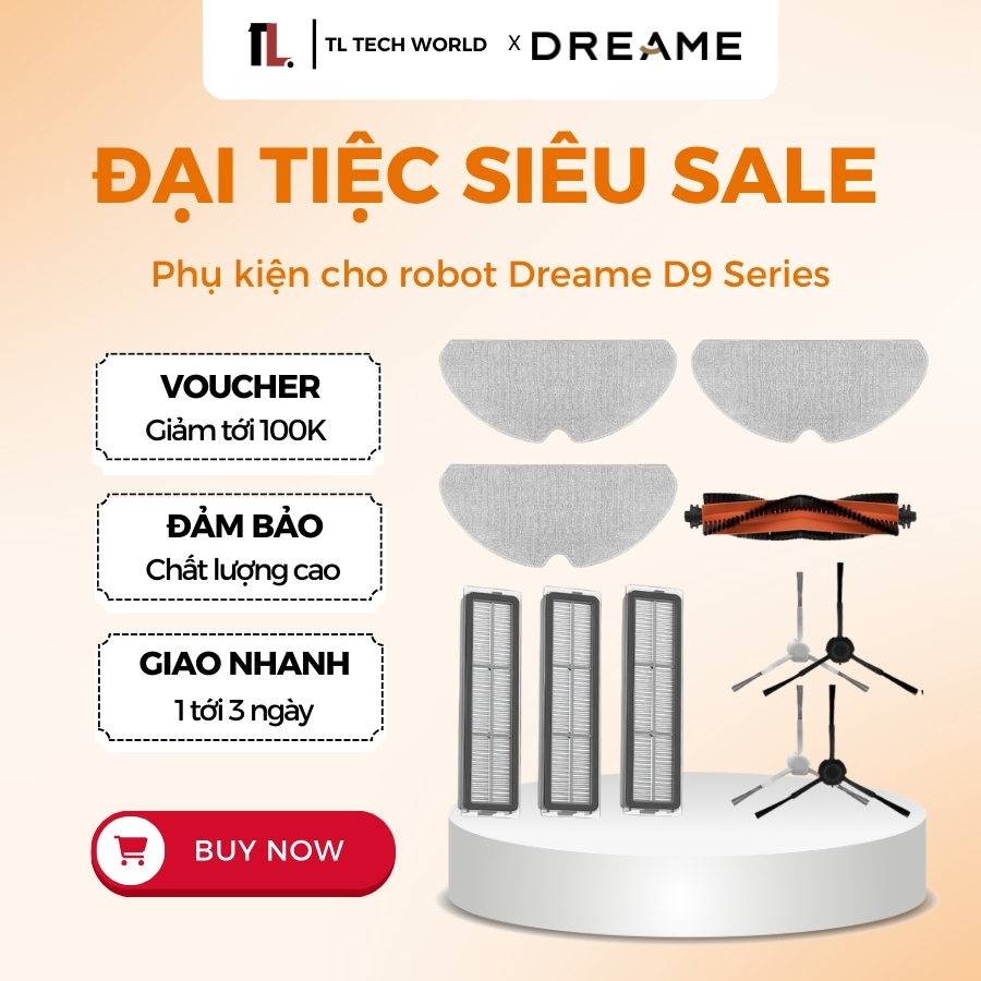 Phụ Kiện Dreame D9 Max/ D9 Max Gen 2 (Màu trắng, đen) | Hàng Chất Lượng | Độ Bền Cao | TL Tech World