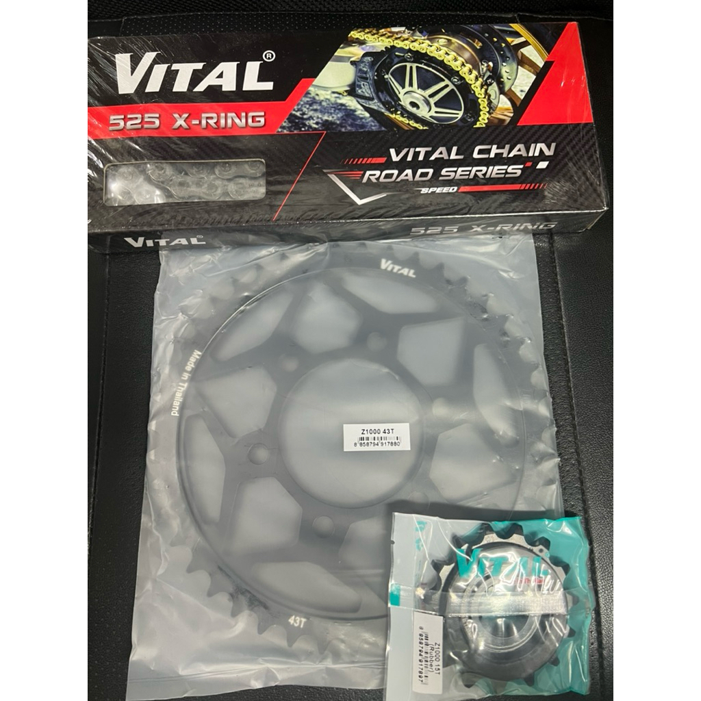 Bộ NSD Kawasaki Z1000 /Z900 Nhông 15T - Dĩa 43T Sên Xring 525 VITAL Made In Thailand