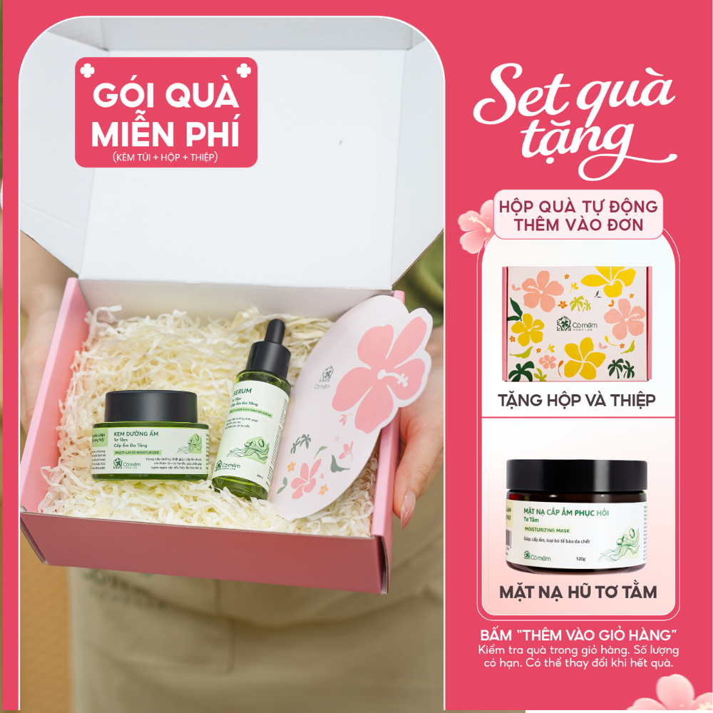 [Set Quà Tặng] Bộ Chăm Sóc Da Cấp Ẩm Serum Kem Dưỡng Tơ Tằm| Hộp Quà Tặng Mẹ, Ny, Cô Giáo