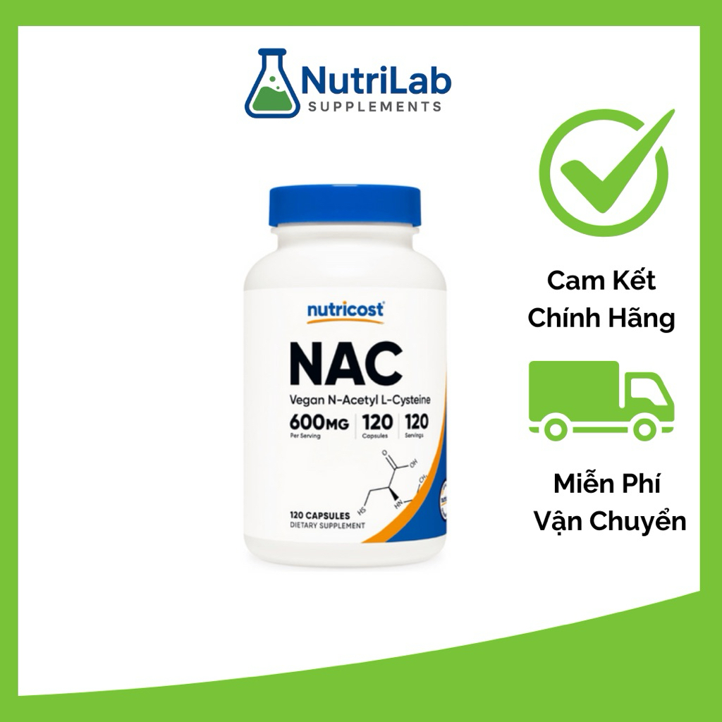 Nutricost NAC 600mg – Thực phẩm bổ sung N-Acetyl L-Cysteine – 120 viên