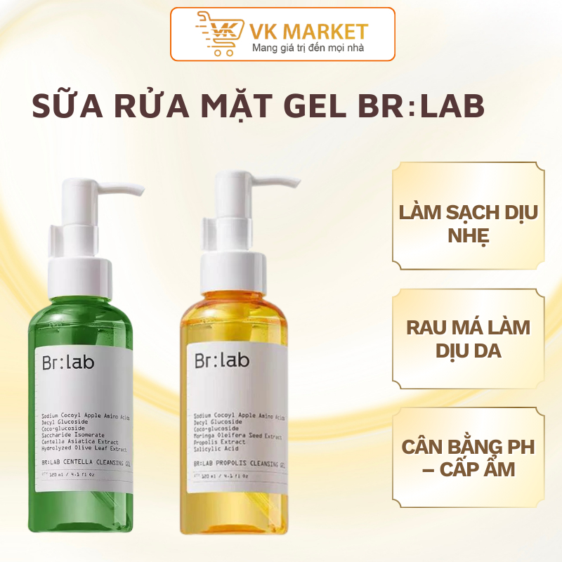 Sữa Rửa Mặt Gel BR:LAB Hàn Quốc Dịu Nhẹ, Da Nhạy Cảm 120ml