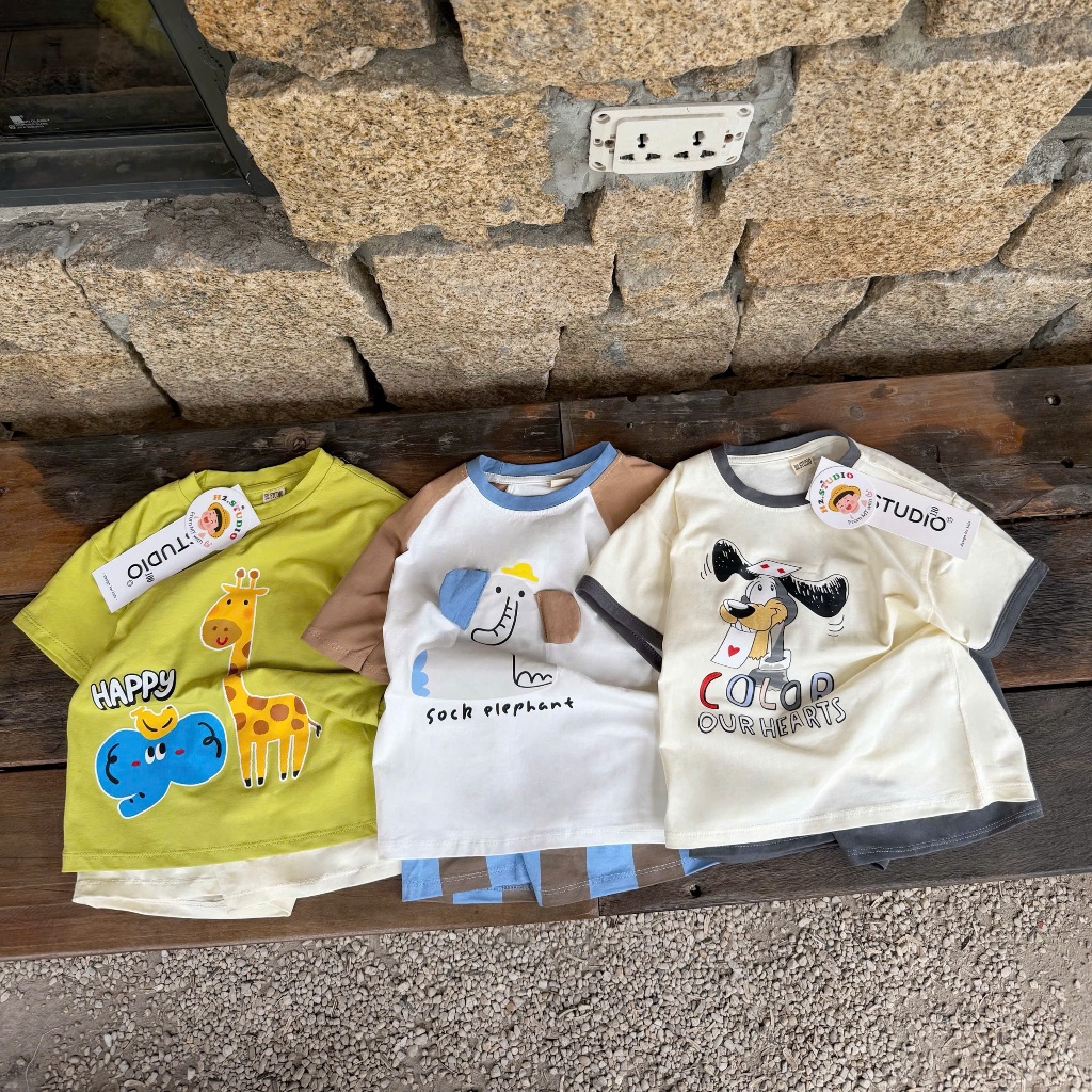 [SẴN LOẠI 1 H2.STUDIO] Set 3 đồ bộ bé trai màu hot trend chất liệu cotton loại 1 co giãn 4 chiều