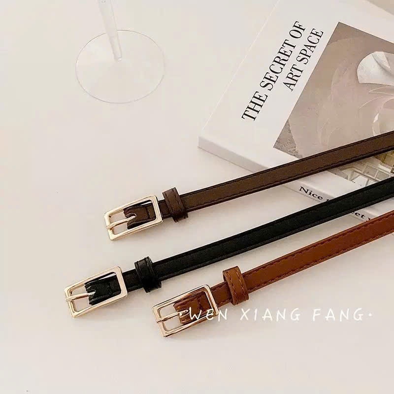 ( 2 màu) Belt thắt lưng nữ bản nhỏ khóa vuông vintage Belt yams thiết kế mới 2026