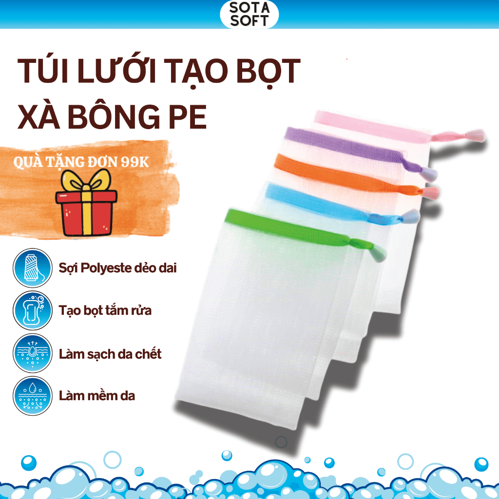 Túi Lưới Tạo Bọt Xà Phòng 2 Lớp Siêu Mịn - Tiết Kiệm Xà Bông, Treo Tiện Lợi