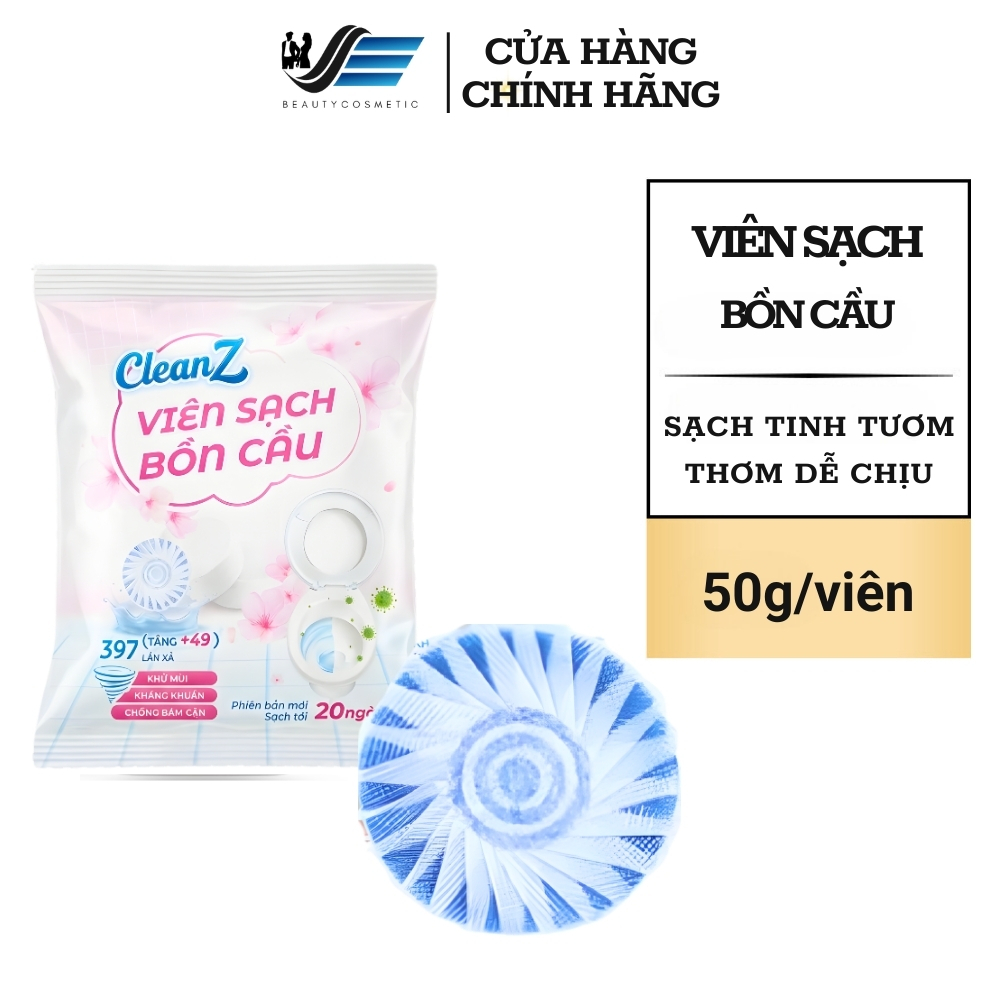 Viên Xả Bồn Cầu CleanZ 50g Thả Bồn Cầu Khử Mùi Hiệu Quả, Dùng Trong Két Nước Xả Tiện Lợi Diệt Khuẩn Hạn Chế Ố Vàng