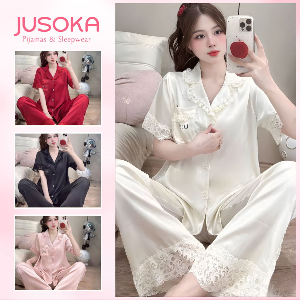 [FREESIZE] Đồ Ngủ Nữ Pijama JUSOKA LT31 Lụa Latin Cao Cấp Siêu Xinh Dễ Thương Thoải Mái Cho Nữ