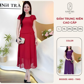 Đầm Trung Niên Cho Mẹ [Linh Trà] Váy Trung Niên Dự Tiệc Sang Trọng, Váy Thiết Kế Tôn Dáng (TM 3562)