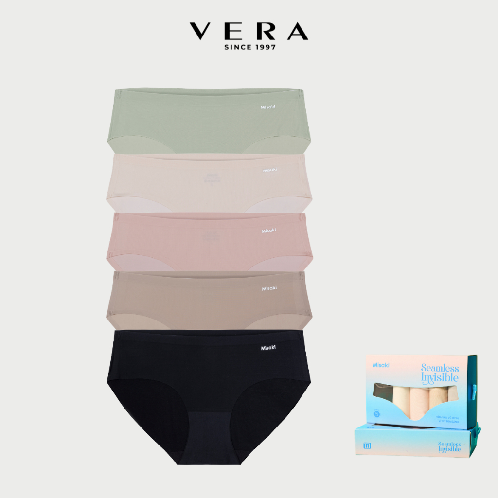 COMBO 5 Quần lót nữ Misaki đúc su lạnh mềm lưng vừa không viền cao cấp thoải mái thoáng khí - M1018