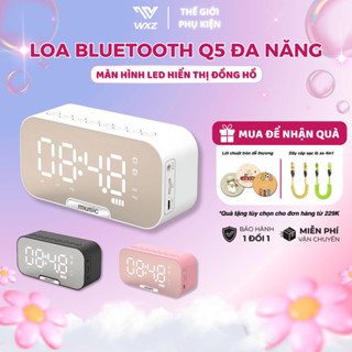 Loa Bluetooth Mini Q5 Kèm Đồng Hồ Điện Tử, Màn Hình Số Rõ Nét, Bass Mạnh, Để Bàn Gọn Gàng