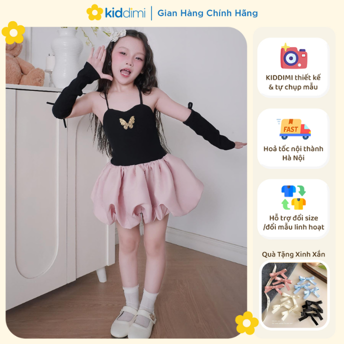 (Chính hãng KIDDIMI) Váy tiểu thư sang chảnh cho bé gái (TẶNG KÈM GĂNG TAY) - MECY DRESS