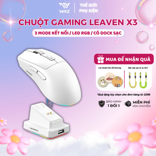 Chuột Gaming Leaven X3 Chip Pro, 2 Chế Độ Kết Nối, Có Dock Sạc, 3 Mức DPI, Thiết Kế Công Thái Học