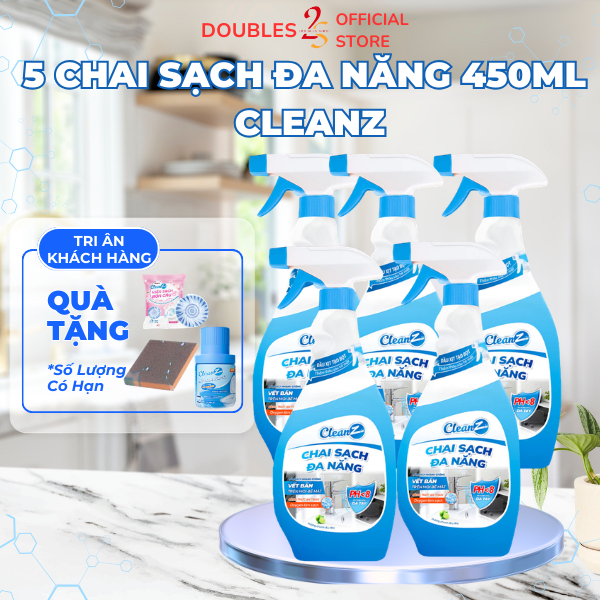 5 chai sạch đa năng CleanZ 450ml vệ sinh đa vết bẩn toilet nhà bếp | DOUBLES 2SSHOP