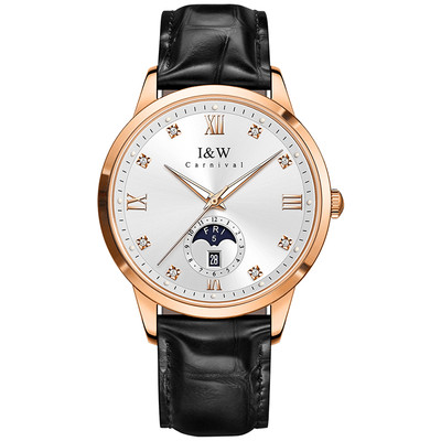 Đồng hồ nam chính hãng I&W Carnival 55831G-D3 Kính chống xước,Chống nước ,Bảo hành dài hạn,Máy cơ (Automatic),mặt trắng