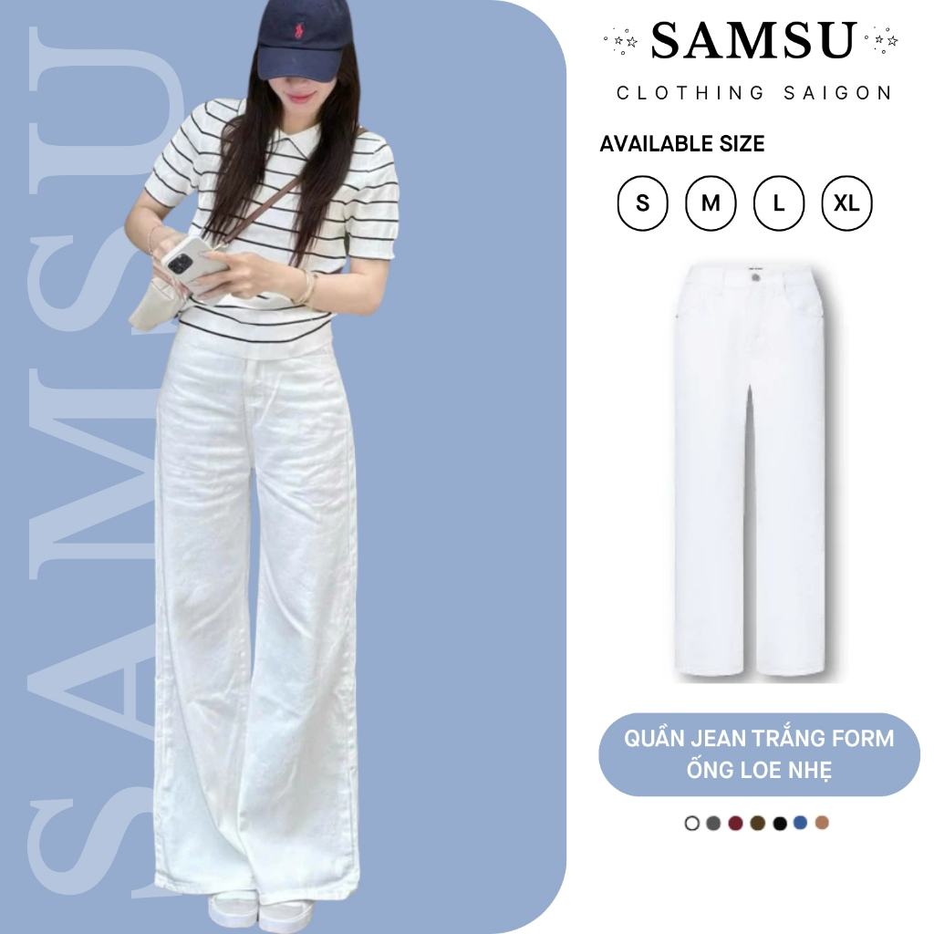 [ĐỌC KỸ MÔ TẢ] Quần jean TRẮNG ỐNG LOE form rộng dài chùm phủ chân Hàn Quốc OLDSCHOOL Q7767 Samsu.cl