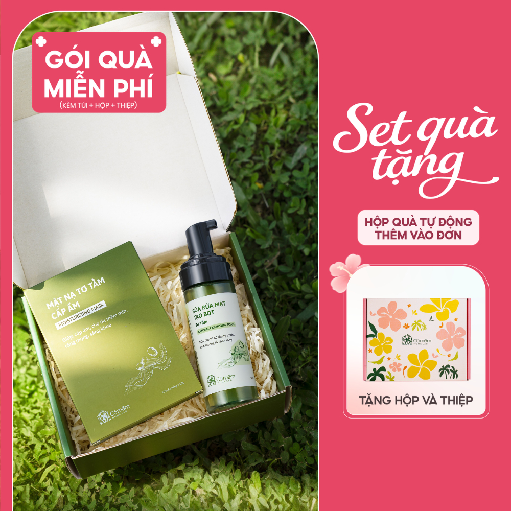 [Set Quà Tặng] - Combo Sữa Rửa Mặt Và Hộp 5 Mặt Nạ Cỏ Mềm | Hộp quà tặng người yêu, mẹ, cô giáo