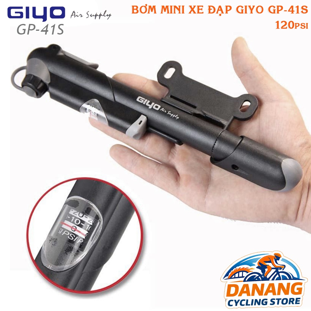 Bơm Mini Xe Đạp GIYO GP-41S Có Đồng Hồ Áp Suất 120psi – Nhỏ Gọn, Dễ Mang Theo
