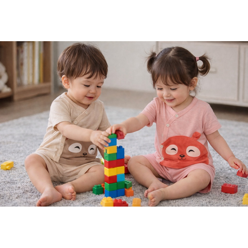 [ UNCHI ] bộ sơ sinh unchi tay cộc vạt chéo