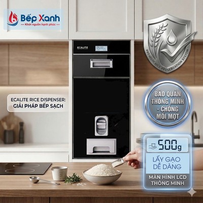 Thùng gạo điện tử gương Digital Ecalite EL-RC300B - Gương Đen